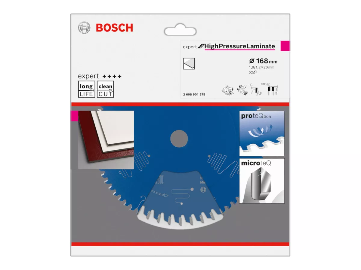 Lame Expert for High Pressure Laminate 168x20mm 52 dents Bosch